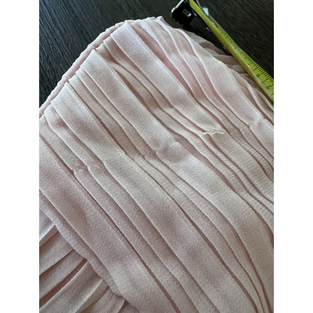 Boohoo Soft Pink Pleated Chiffon Dress Womens 24 Midi Flutter Sleeve Fit Flare - Picture 9 of 11